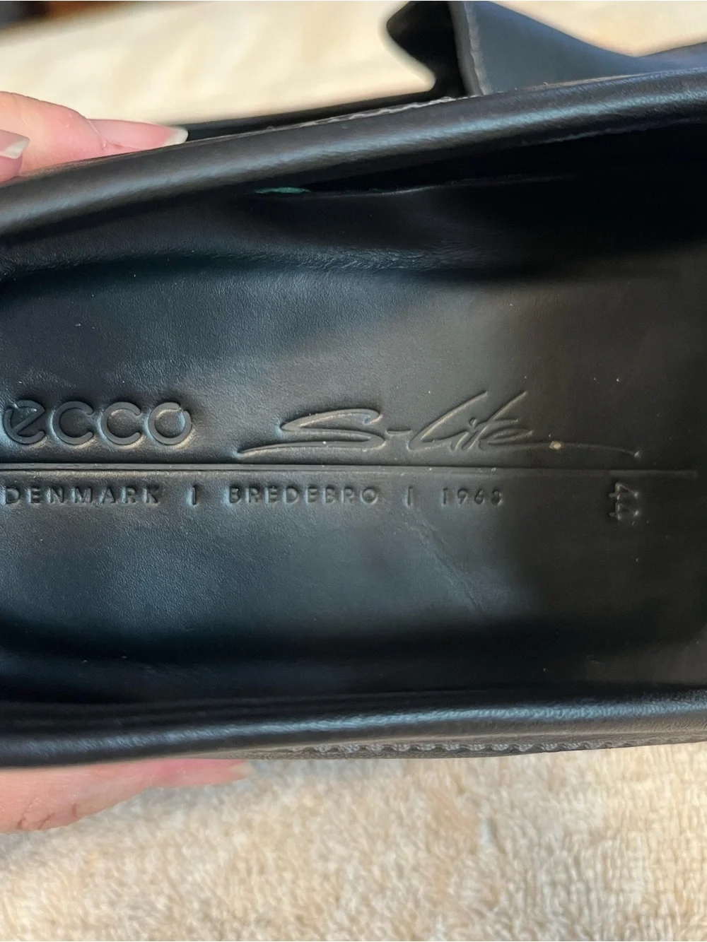 Ecco S Lite Men’s Black Leather Loafers Sz EU 44 US 10.5 Slip On Shoes EUC